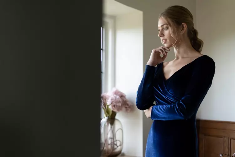Alexandra M512 Elegant Full Sleeve Velvet Dress True Bridesmaids